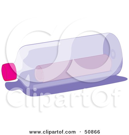 Royalty-Free (RF) Clipart Illustration of a Curled Letter Nestled in a Bottle by Cherie Reve