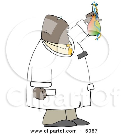 African American Scientist Holding Beaker with Chemicals Clipart by djart