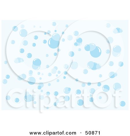 Royalty-Free (RF) Clipart Illustration of a Pastel Blue Background Of Floating Bubbles by Cherie Reve