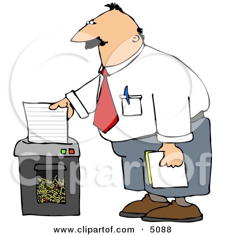 Man Shredding Confidential Papers Clipart by djart
