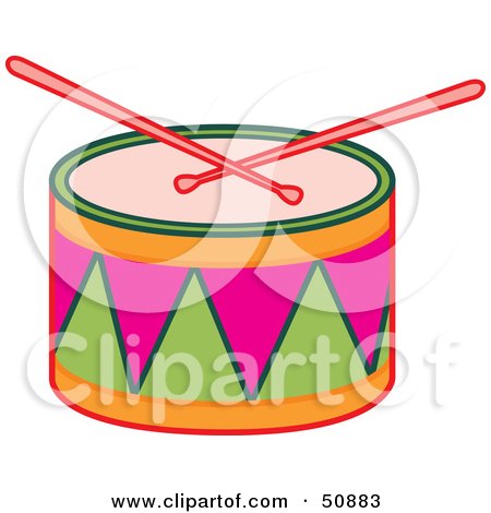 Royalty-Free (RF) Clipart Illustration of Drumsticks Resting on a Colorful Drum by Cherie Reve