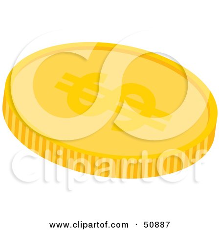 Royalty-Free (RF) Clipart Illustration of a Golden Dollar Coin by Cherie Reve