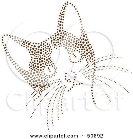 Royalty-Free (RF) Clipart Illustration of a Curious Kitten With A Brown Dot Pattern by Cherie Reve