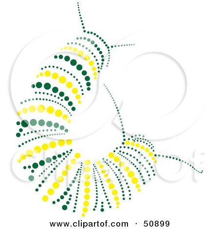 Royalty-Free (RF) Clipart Illustration of a Caterpillar Made Of Green And Yellow Dots by Cherie Reve