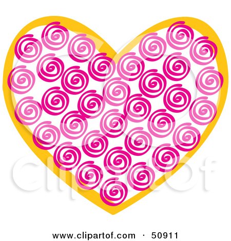 Royalty-Free (RF) Clipart Illustration of a Pink Swirly Patterned Heart by Cherie Reve