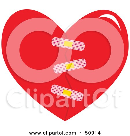 Royalty-Free (RF) Clipart Illustration of a Bandaged Red Heart by Cherie Reve