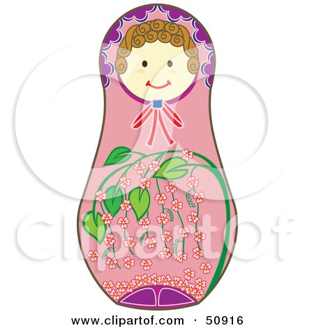 Royalty-Free (RF) Clipart Illustration of a Decorated Female Matryoshka Doll - Version 4 by Cherie Reve