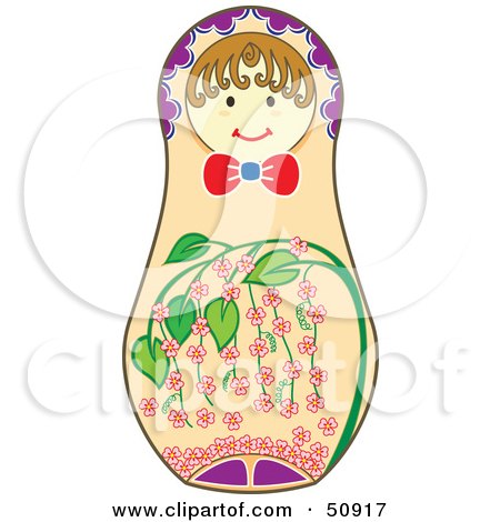 Royalty-Free (RF) Clipart Illustration of a Decorated Female Matryoshka Doll - Version 2 by Cherie Reve