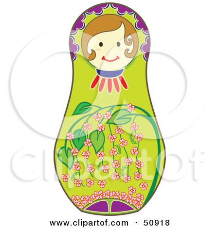 Royalty-Free (RF) Clipart Illustration of a Decorated Female Matryoshka Doll - Version 8 by Cherie Reve