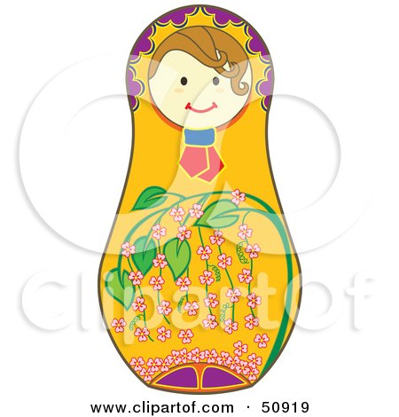 Royalty-Free (RF) Clipart Illustration of a Decorated Female Matryoshka Doll - Version 7 by Cherie Reve