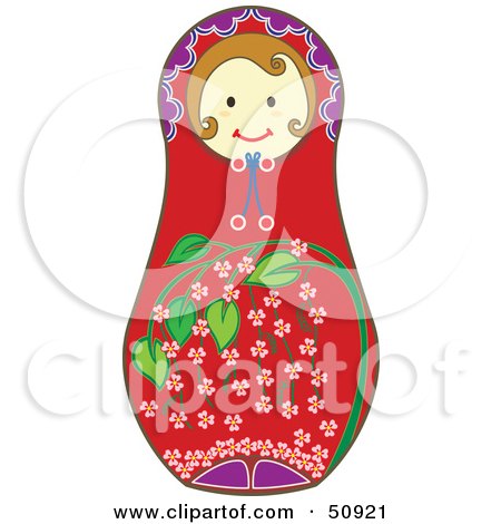 Royalty-Free (RF) Clipart Illustration of a Decorated Female Matryoshka Doll - Version 5 by Cherie Reve