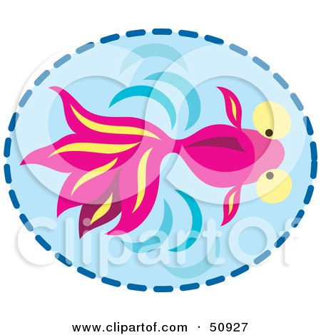 Royalty-Free (RF) Clipart Illustration of a Swimming Pink Fish in Blue Water by Cherie Reve