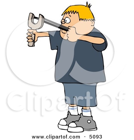 Boy Shooting a Slingshot Clipart by djart