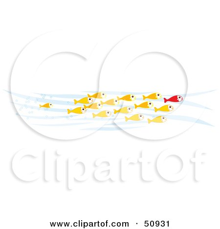 Royalty-Free (RF) Clipart Illustration of Crowd of Swimming Goldfish by Cherie Reve