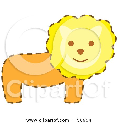 Royalty-Free (RF) Clipart Illustration of a Happy Male Lion With A Brown Dash Outline by Cherie Reve