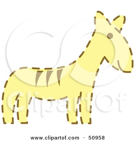 Royalty-Free (RF) Clipart Illustration of a Friendly Yellow Zebra With A Brown Dash Outline by Cherie Reve