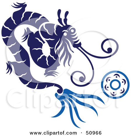 Royalty-Free (RF) Clipart Illustration of an Oriental Dragon With A Ring - Version 3 by Cherie Reve