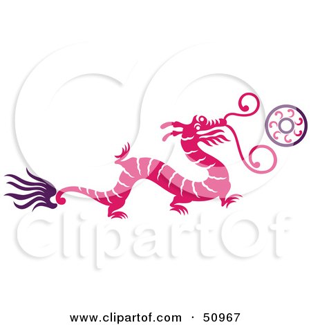Royalty-Free (RF) Clipart Illustration of an Oriental Dragon With A Ring - Version 4 by Cherie Reve