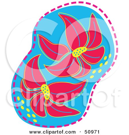 Royalty-Free (RF) Clipart Illustration of a Flower Design Outlined in Dashes - Version 4 by Cherie Reve