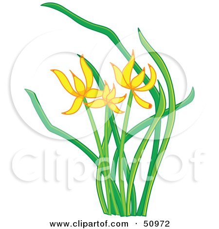 Royalty-Free (RF) Clipart Illustration of a Plant With Yellow Flower Blooms - Version 2 by Cherie Reve