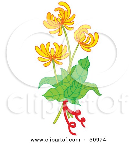 Royalty-Free (RF) Clipart Illustration of a Plant With Yellow Flower Blooms - Version 1 by Cherie Reve