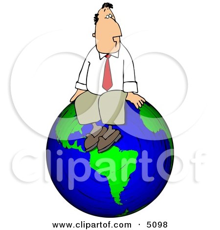Businessman Sitting On Top of the World Clipart by djart