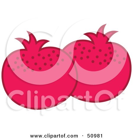 Royalty-Free (RF) Clipart Illustration of Two Plump Pomegranate Fruits by Cherie Reve