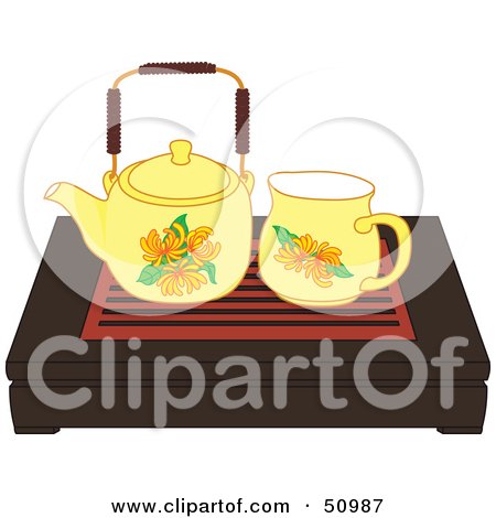 Royalty-Free (RF) Clipart Illustration of a Tea Pot Resting on a Counter by Cherie Reve