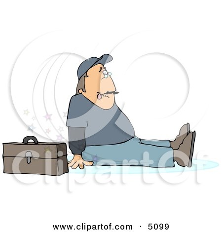 Man Slipping On Water Puddle and Falling to the Ground Clipart by djart