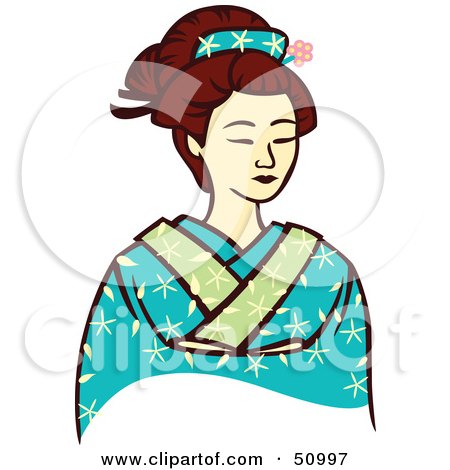 Royalty-Free (RF) Clipart Illustration of a Pretty Geisha Woman - Version 8 by Cherie Reve