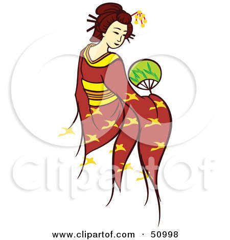 Royalty-Free (RF) Clipart Illustration of a Pretty Geisha Woman - Version 4 by Cherie Reve
