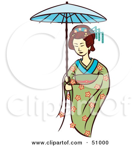 Royalty-Free (RF) Clipart Illustration of a Pretty Geisha Woman - Version 7 by Cherie Reve