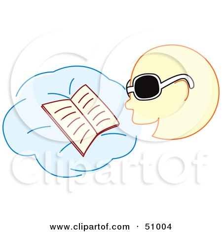 Royalty-Free (RF) Clipart Illustration of a Boy Reading A Book And Wearing Sunglasses by Cherie Reve