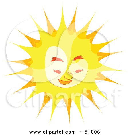Royalty-Free (RF) Clipart Illustration of a Bright Yellow Sun Character Smiling Downwards by Cherie Reve