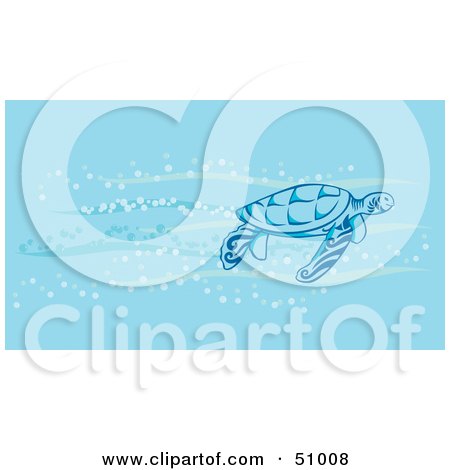Royalty-Free (RF) Clipart Illustration of a Sea Turtle Swimming In The Current In Blue Waters by Cherie Reve