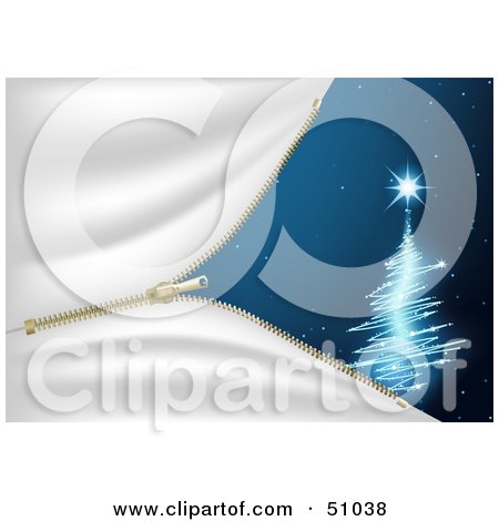 Royalty-Free (RF) Clipart Illustration of a Blue Christmas Tree Background - Version 6 by dero