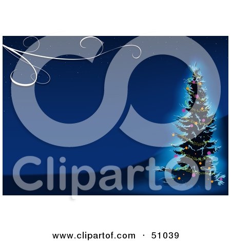 Royalty-Free (RF) Clipart Illustration of a Blue Christmas Tree Background - Version 11 by dero