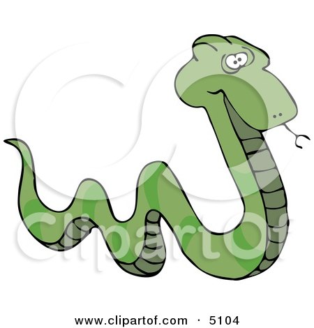 Green Patterned Snake Tasting the Air with its Tongue Clipart by djart