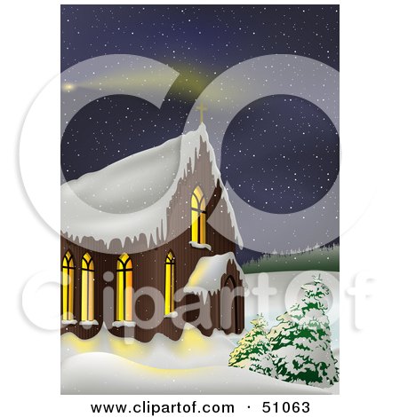 Clipart Illustration of a Wintry Church - Version 3 by dero