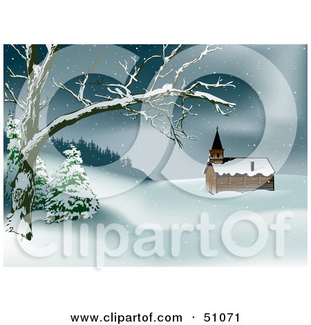 Clipart Illustration of a Wintry Church - Version 1 by dero