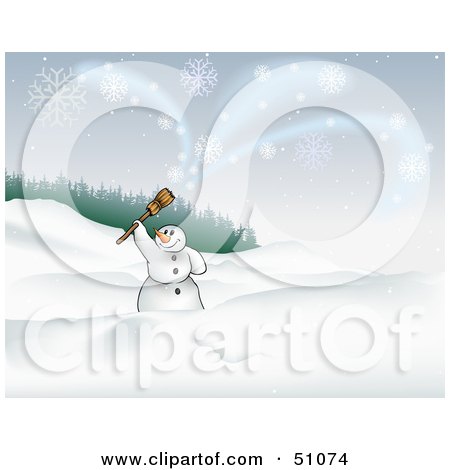Royalty-Free (RF) Clipart Illustration of a Christmas Snowman Background - Version 1 by dero