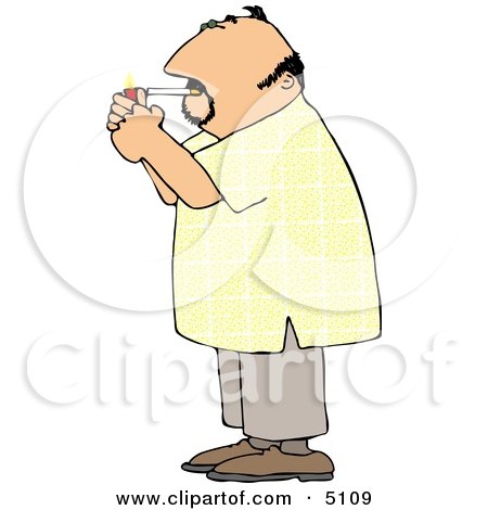 Man Lighting a Cigarette with a Lighter Clipart by djart