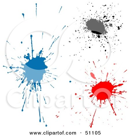 Royalty-Free (RF) Clipart Illustration of Three Ink Splatters by dero