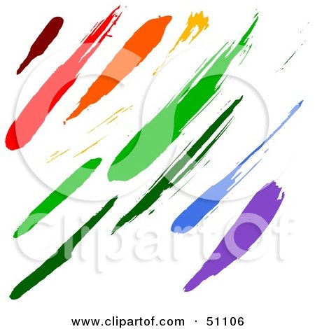 Royalty-Free (RF) Clipart Illustration of Colorful Paint Brush Strokes by dero