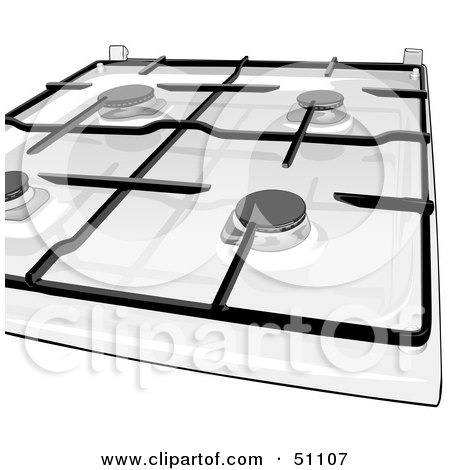 Royalty-Free (RF) Clipart Illustration of a Gas Kitchen Stove Top by dero