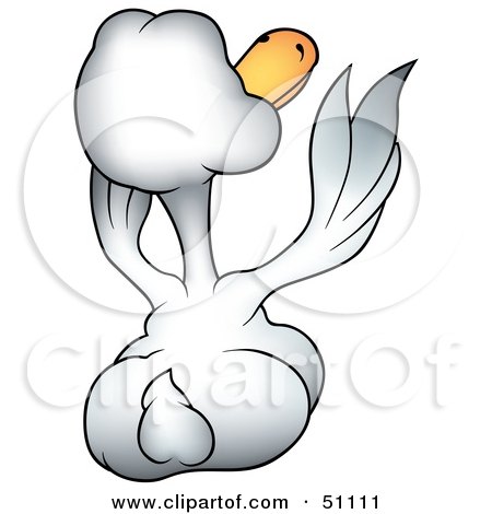 Royalty-Free (RF) Clipart Illustration of a Rear View of a White Goose Waving by dero