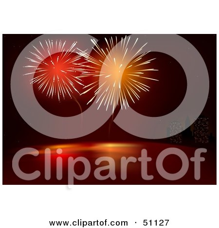 Royalty-Free (RF) Clipart Illustration of a Firework Show in the Night Sky by dero