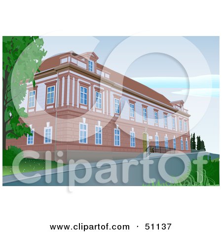Royalty-Free (RF) Clipart Illustration of a Brick Building or Manor by dero