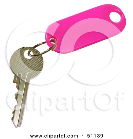 Royalty-Free (RF) Clipart Illustration of a Pink Keychain With a Single Key by dero