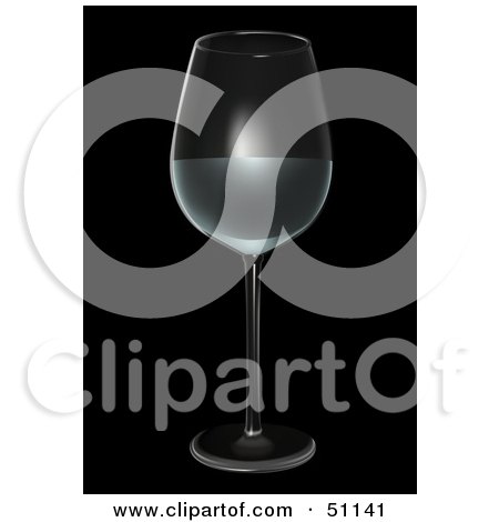 Royalty-Free (RF) Clipart Illustration of a Half Filled Wine Glass on Black by dero
